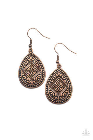Mayan Mecca - Copper Paparazzi Earrings