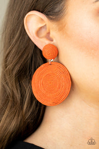 Circulate The Room - Orange Paparazzi Earrings (#4743)