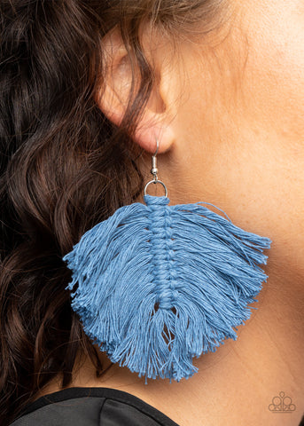 Macrame Mamba - Blue-Paparazzi Earrings (#1548)