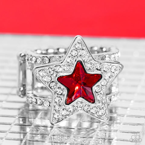 One Nation Under Sparkle - Red Paparazzi Ring (T64)