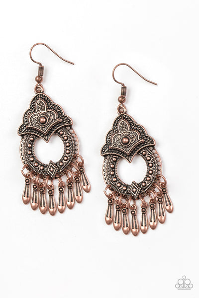 Paparazzi Earrings - New Delhi Native - Copper (#050)
