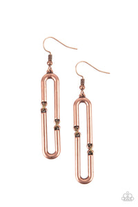 Linked and Synced - Copper Paparazzi Earring (#3958)
