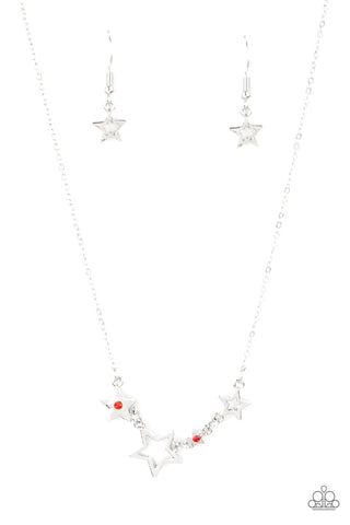 Proudly Patriotic - Red Paparazzi Necklace (#3512)