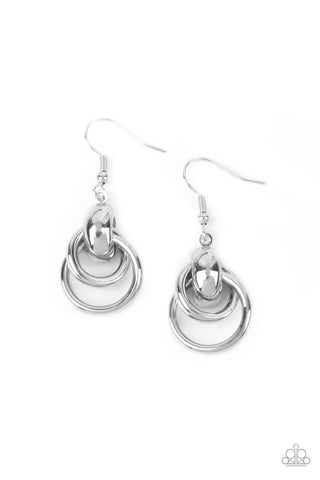 Running In Circles - Silver Paparazzi Earring (#3970)