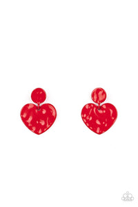 Just a Little Crush - Red Paparazzi Earrings (#4624)