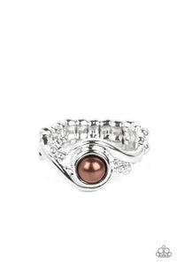 Pearly Pizzazz - Brown Paparazzi Ring (P77)