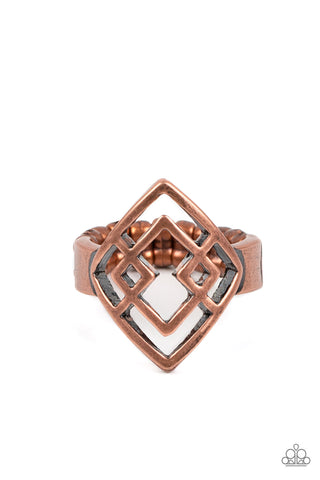 Diamond Duo - Copper Paparazzi Ring (P40)