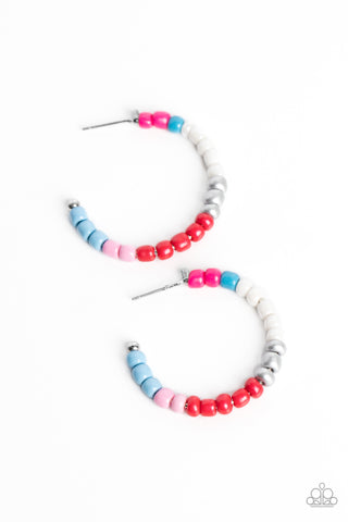 Multicolored Mambo - Pink Multi Paparazzi Earring (#5430)