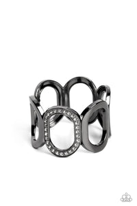 Opulent Ovals - Black Paparazzi Bracelet (#3776)