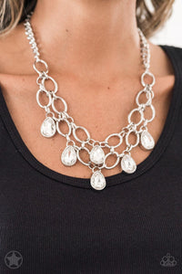 Paparazzi Blockbuster Necklace - Show-Stopping Shimmer - White