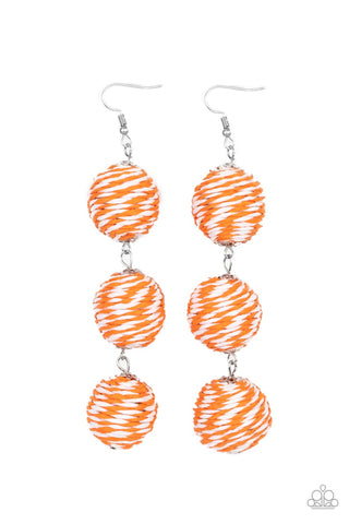 Laguna Lanterns - Orange Paparazzi Earrings (#4301)